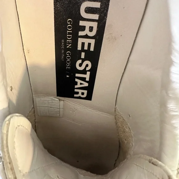 Golden Goose Purestar (GGDB/PURE) White Leather Sneakers, Size 9.5 - Picture 14 of 15